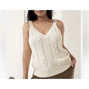 Banana Republic Cable Knit Tank Top Sweater 100%‎ Cotton Size Large